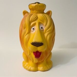 Vintage 70s Blow Mold Lion Piggy Bank King Crown Made By Reliable In Canada